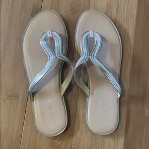 Multi metallic thong sandal